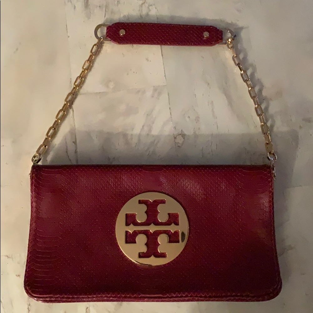 Tory Burch Burgundy Clutch/Shoulder Bag